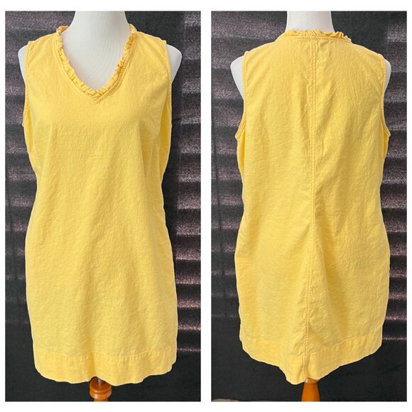 Briggs Dresses & Skirts - Briggs Ladies' Ruffle V-Neck Linen Blend Dress - Yellow XL